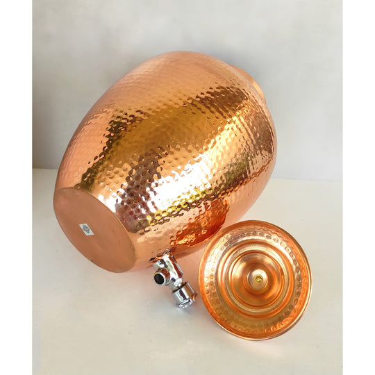 Blue 5 litre copper matka with tap and stand assembled height – 5 ltr copper pot with stand