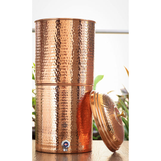 Pure Copper Hammered Design Filter Water Dispenser With Candle Inside