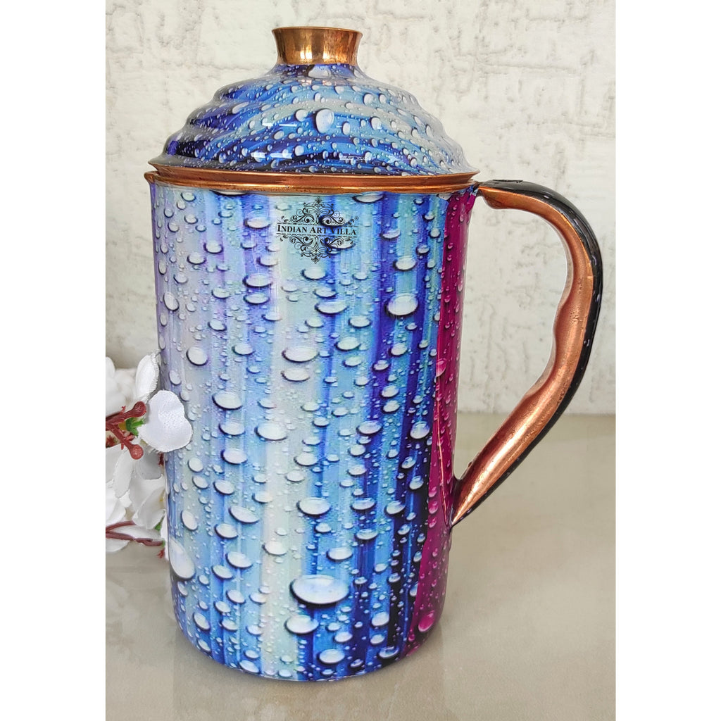 Pure Copper Water Drops Printed Lacquer Coated Jugs, Pitchers Serveware, Drinkware