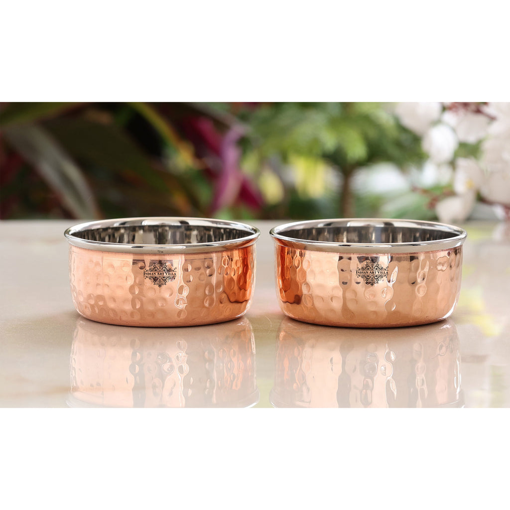 Indian Art Villa Steel Copper Hammered Bowl, Katori, Dinnerware