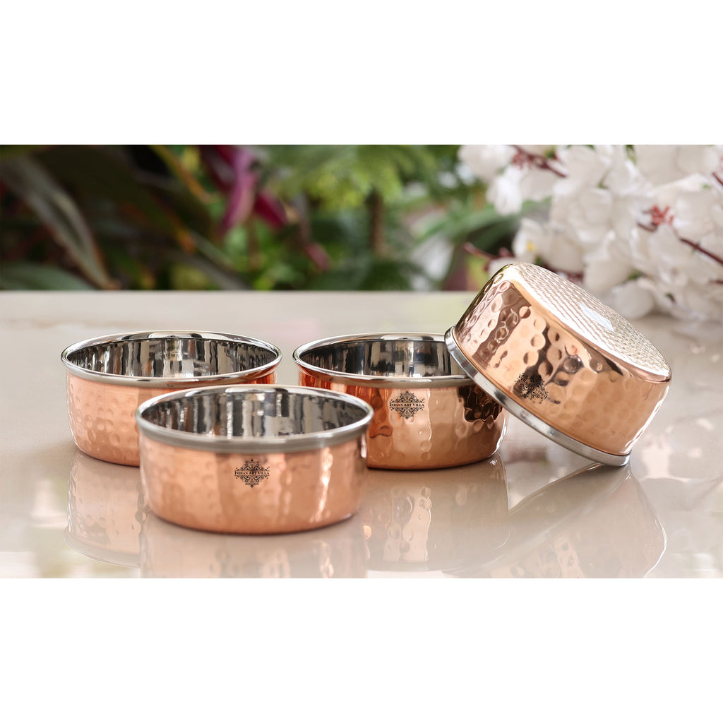 Indian Art Villa Steel Copper Hammered Bowl, Katori, Dinnerware