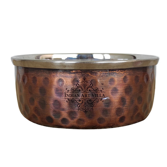 Steel copper hammered katori set 6 piece full view — Indian Art Villa