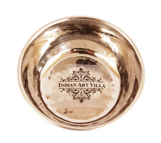 Indian Art Villa Omega tamba katori with shiny steel interior and hammered texture ideal for chutney and snacks.