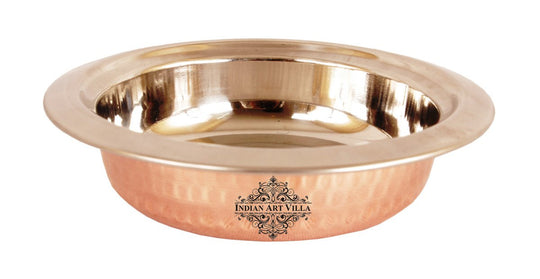 Handcrafted steel copper serving bowl with hammered texture — Indian Art Villa