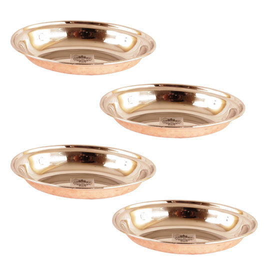 Steel copper oval platter lifestyle serving use — Indian Art Villa