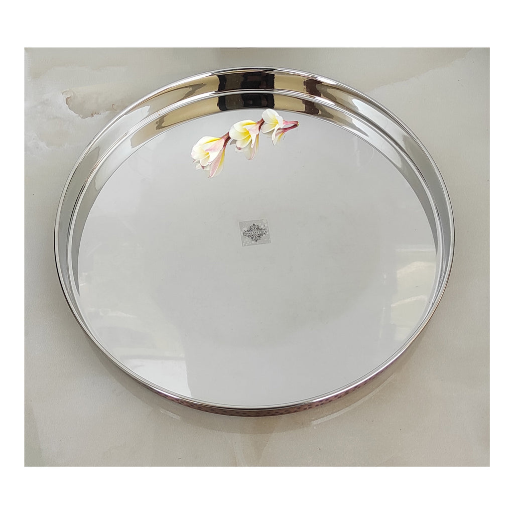 Indian Art Villa Steel Copper Thali/Plate With Hammered Antique Dark Tone Design, Dinnerware & Tableware for Home, Hotel & Restaurants