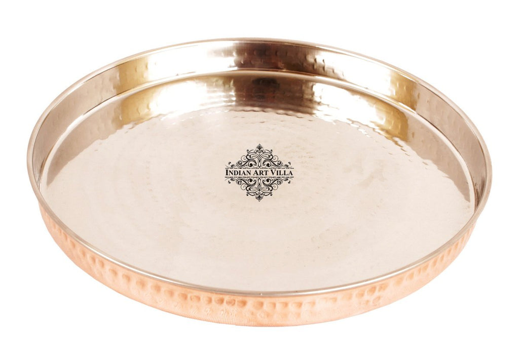 Indian Art Villa Steel Copper Thali/Plate, Dinnerware & Tableware for Home, Hotel & Restaurants