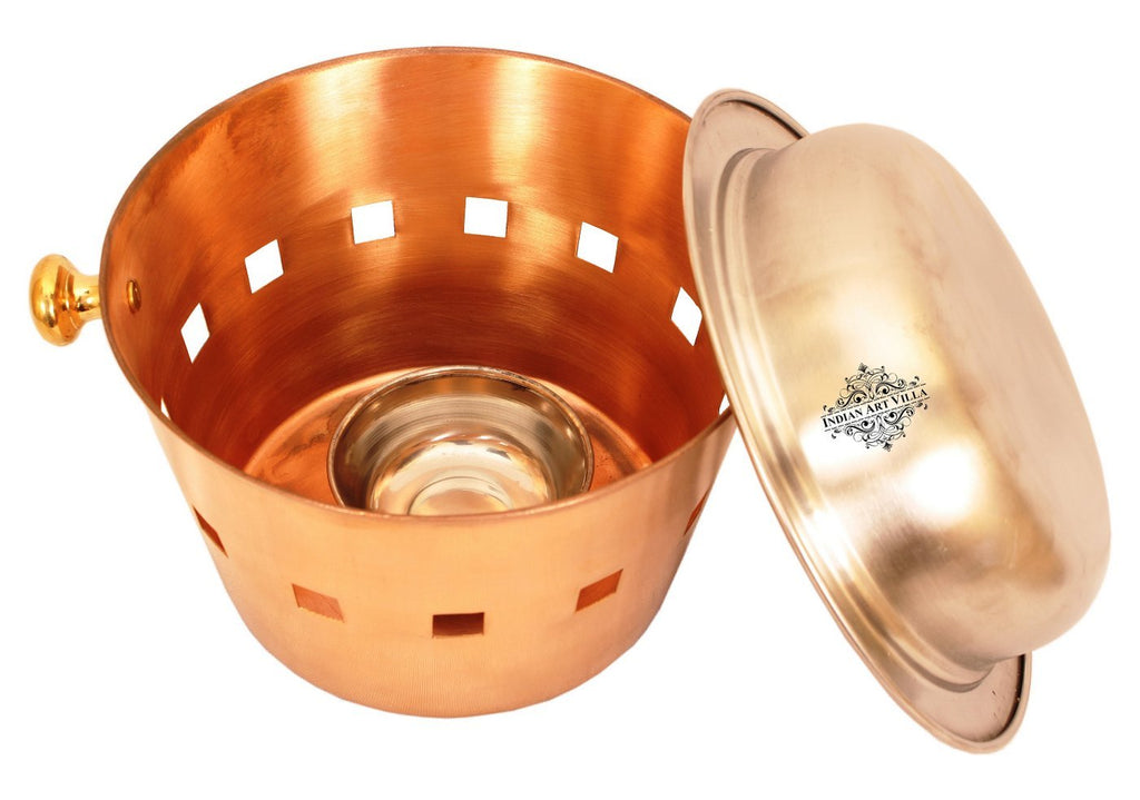 Indian Art Villa Pure Steel Copper Handmade Serving Bowl with Coalport