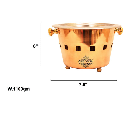 Traditional yet elegant Pure Steel Copper Sigri with Coalport, a must-have for Indian cooking enthusiasts.