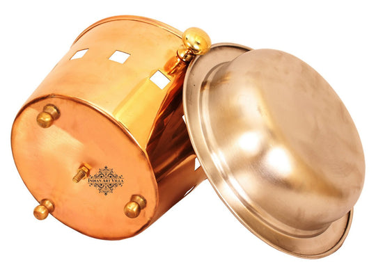 Indian Art Villa presents a copper sigri with a steel coalport, perfect for both cooking and serving with style.