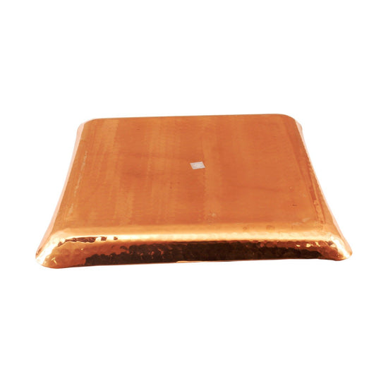 Handmade Pure Copper Square Tray with Hammered Design, Tableware, Serveware