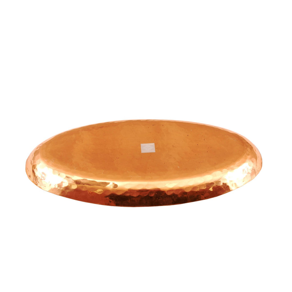 Indian Art Villa Pure Copper Hammered Design Oval Tray
