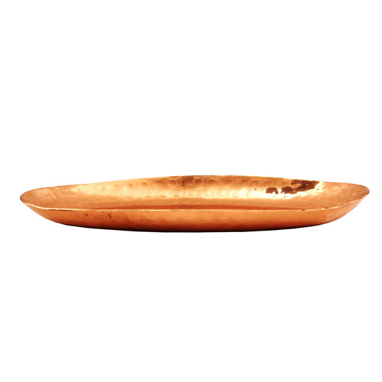 Handmade Pure Copper Oval Tray with Hammered Design, Tableware, Serveware