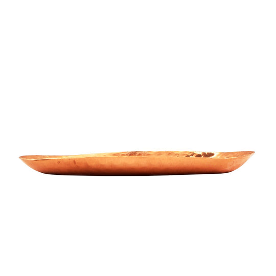 Handmade Pure Copper Oval Tray with Hammered Design, Tableware, Serveware