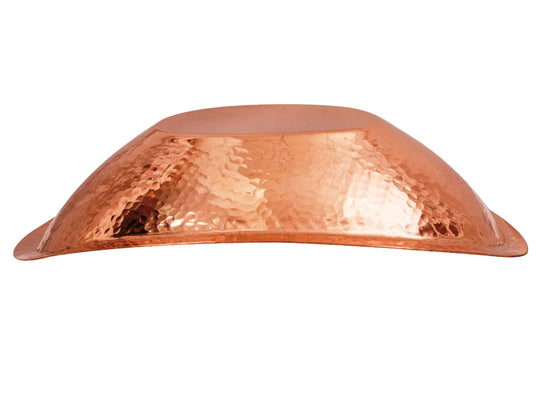 Luxurious pure copper oval bread basket with hammered design perfect for home dining restaurant use or gifting on special occasions.

