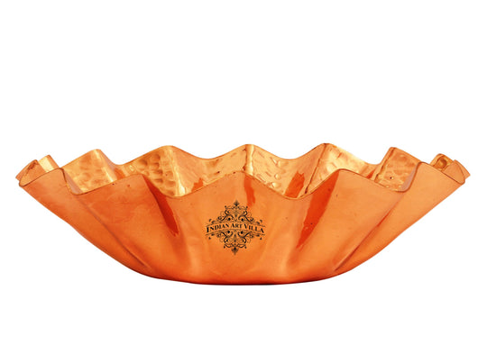 Stylish hammered copper bread basket handcrafted with care by Indian Art Villa for dining occasions.