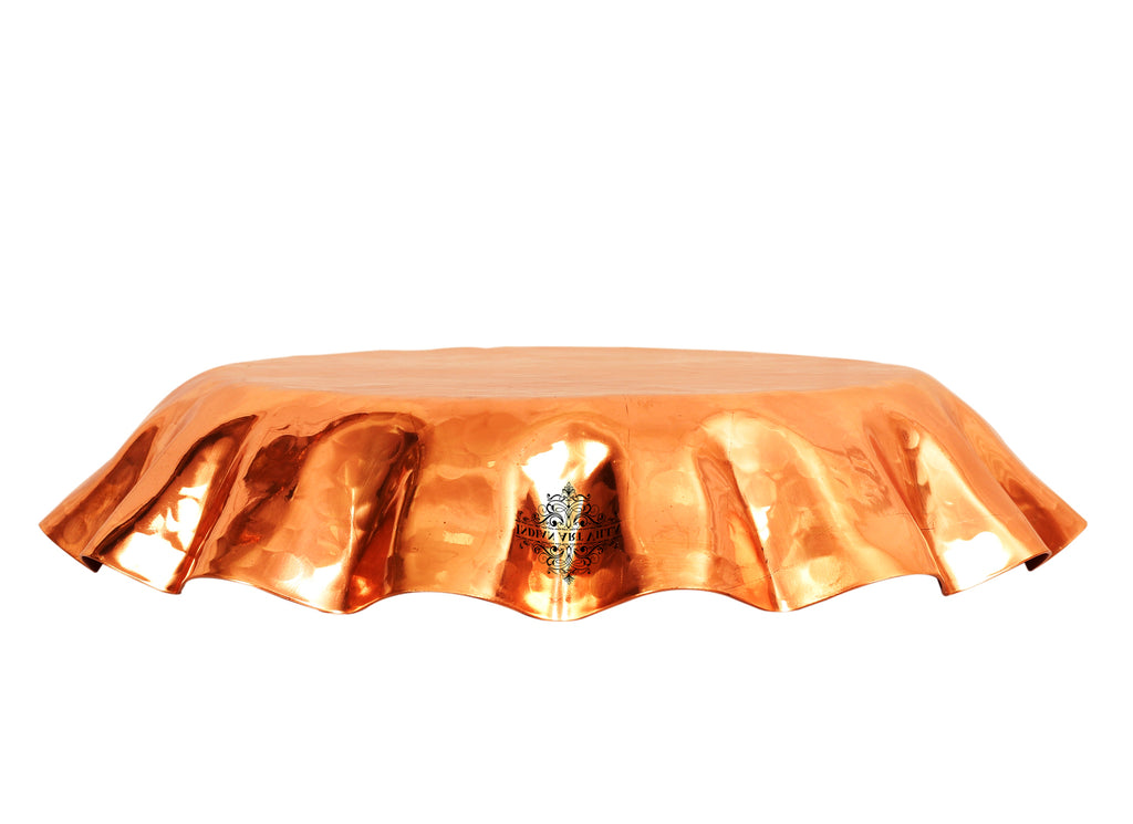 Indian Art Villa Pure Copper Hammered Design Round Serving Bread Basket