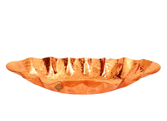 Beautiful oval shaped copper basket with hammered finish handcrafted to perfection ideal for bread or decorative use.