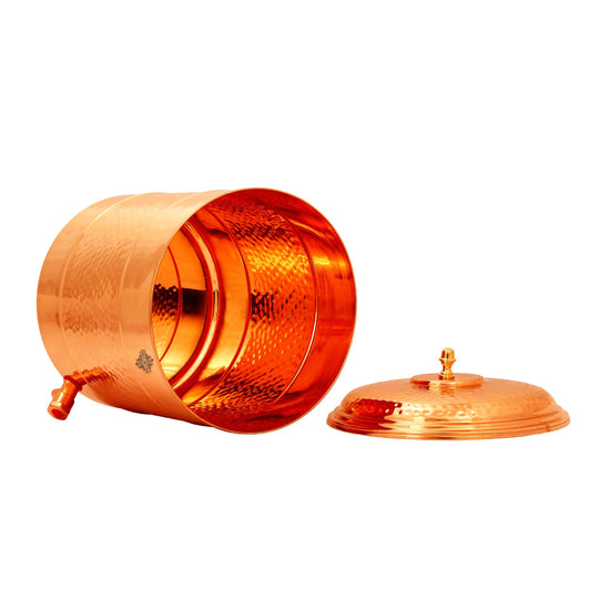 Copper matka with tap on kitchen counter as compact water dispenser – copper water dispenser