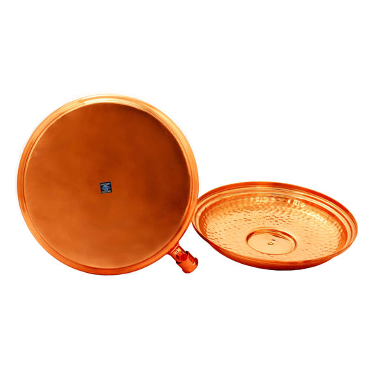 Round 5 litre copper matka with tap – body girth and tap position dimensions – copper matka with tap