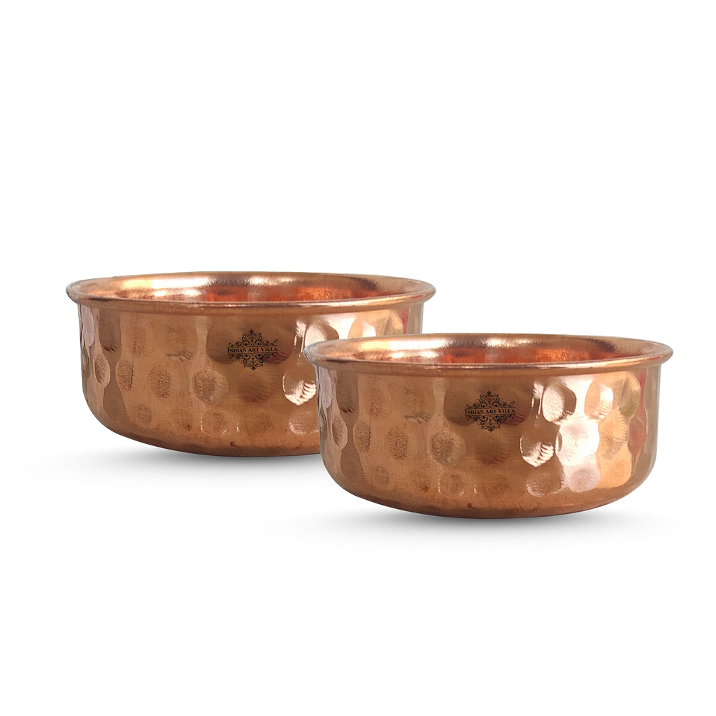Indian Art Villa Pure Copper Hammered Design Bowl / Katori, Dinnerware, Serveweare & Tableware, Volume - 200 ML
