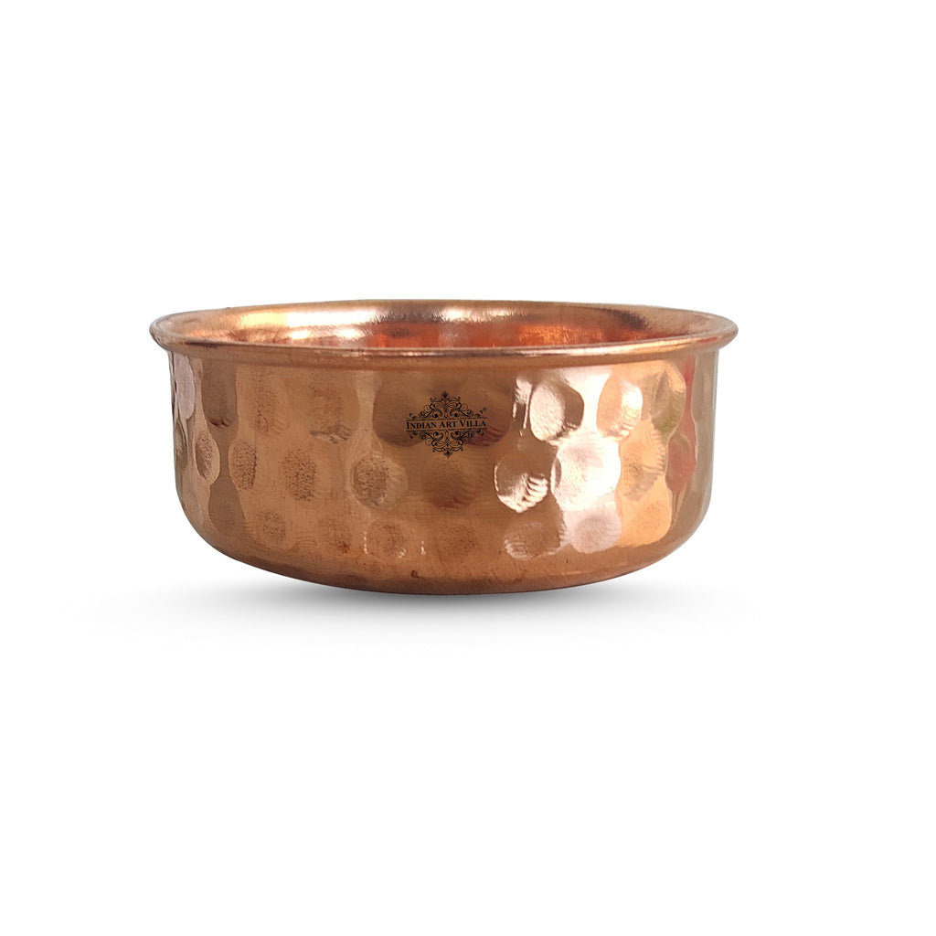 Indian Art Villa Pure Copper Hammered Design Bowl / Katori, Dinnerware, Serveweare & Tableware, Volume - 200 ML