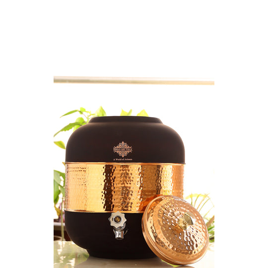 Pure Copper Half Hammered with Silk Finish  Water Pot