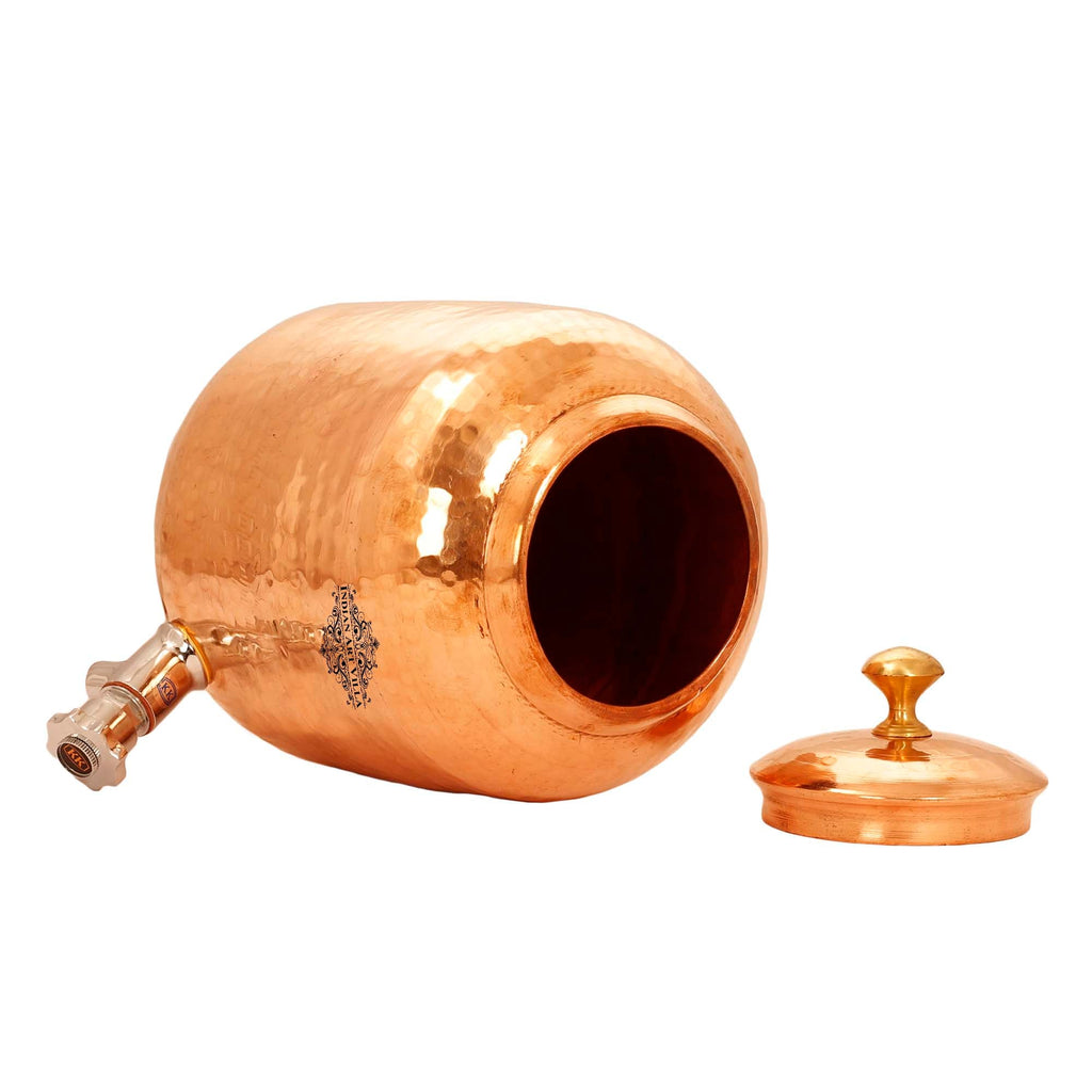 Indian Art Villa Copper Water Dispenser Container Pot, Storage & Kitchenware