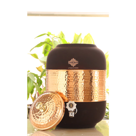 Pure Copper Half Hammered with Silk Finish  Water Pot