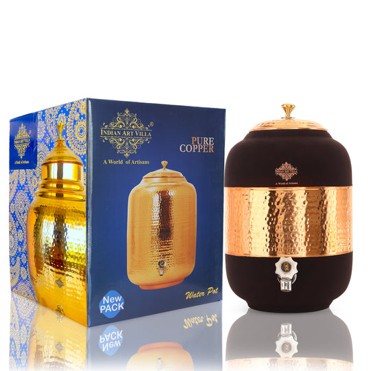 Pure Copper Half Hammered with Silk Finish  Water Pot