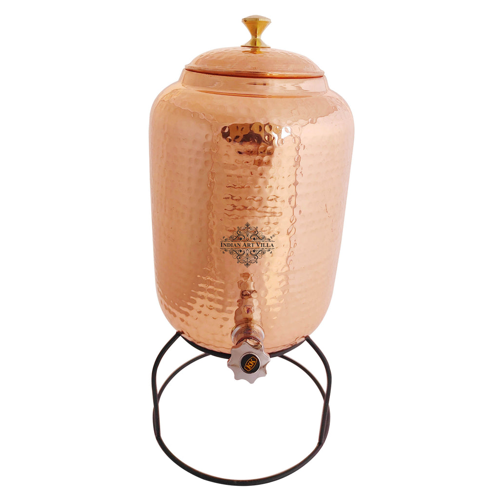 Indian Art Villa Hammered Design Copper Water Pot With Stand, Storage & Kitchenware, Health Benefits