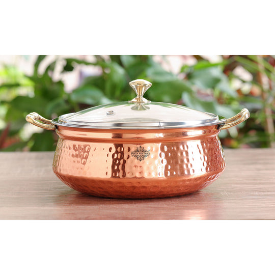 Steel Copper Casserole Set with Glass Lids – 2 Piece