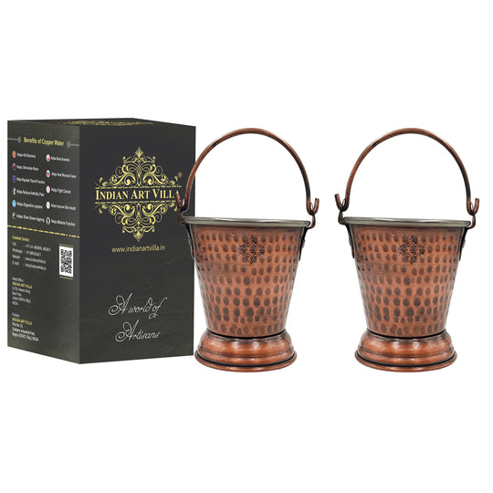 Steel Copper Hammered Design Antique Dark Tone Bucket, Serveware & Tableware for Home, Hotel & Restaurants