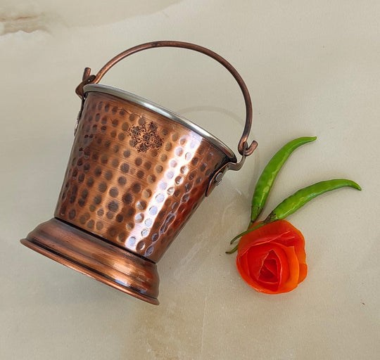Steel Copper Hammered Design Antique Dark Tone Bucket, Serveware & Tableware for Home, Hotel & Restaurants