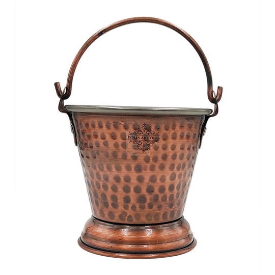 Steel Copper Hammered Design Antique Dark Tone Bucket, Serveware & Tableware for Home, Hotel & Restaurants