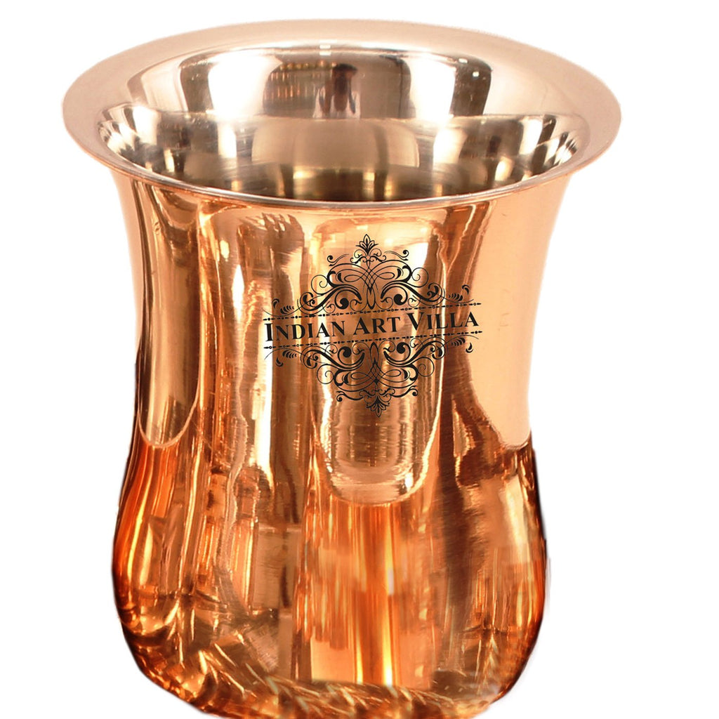 Indian Art Villa Steel Copper Curved Design Glass Tumbler