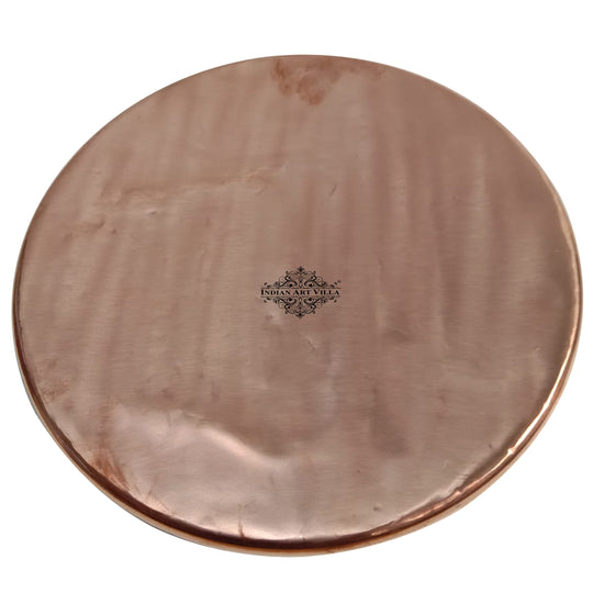 Pure steel copper hammered curved Thali plate full view — Indian Art Villa
