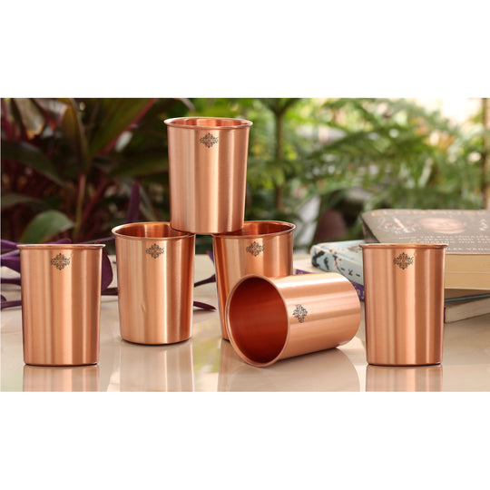 Pure Copper Glass With straight vertical sides- 275 ML