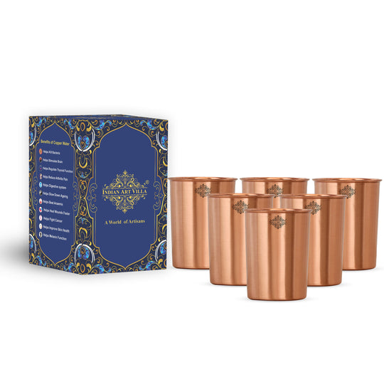 Pure Copper Glass With straight vertical sides- 275 ML