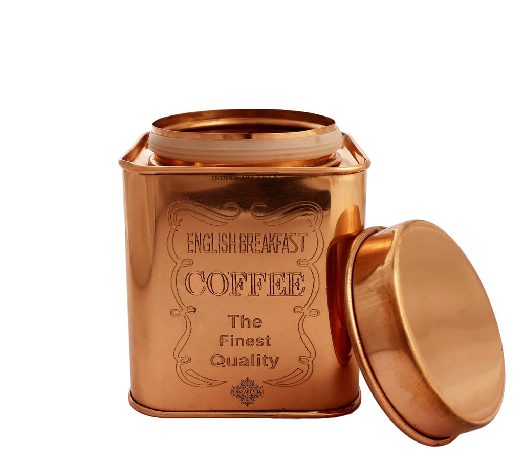 Indian Art Villa Pure Copper Coffee & Sugar & Tea Container, 4.7'' Inch