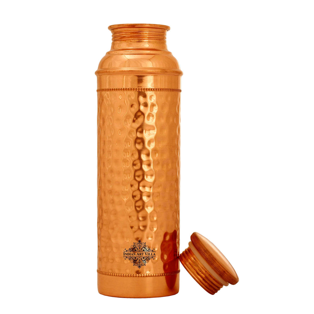 Copper Hammered Lacquer Coated Leak Proof Bottle - 10" Inch Height