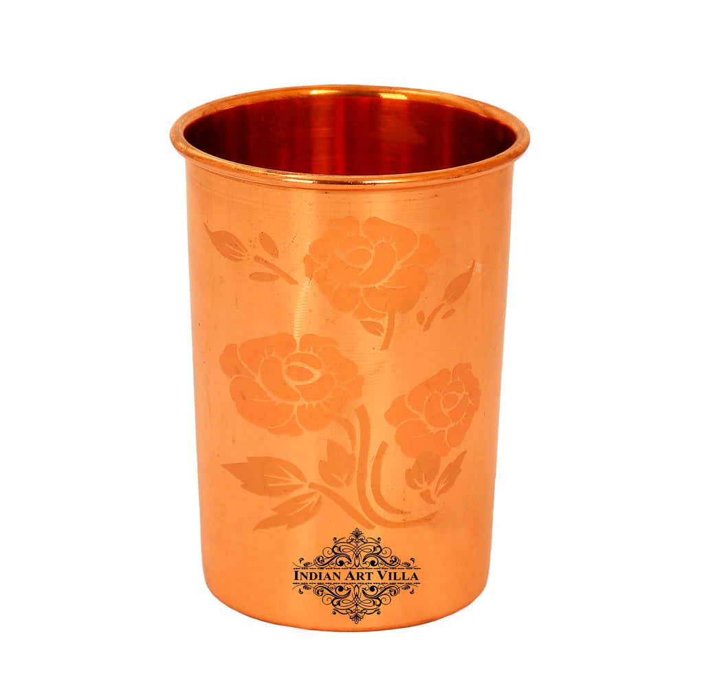 Indian Art Villa Pure Copper Color Changing, Magic Glass, Changes Color When Filled With Cold Chilled Water, 300 ML
