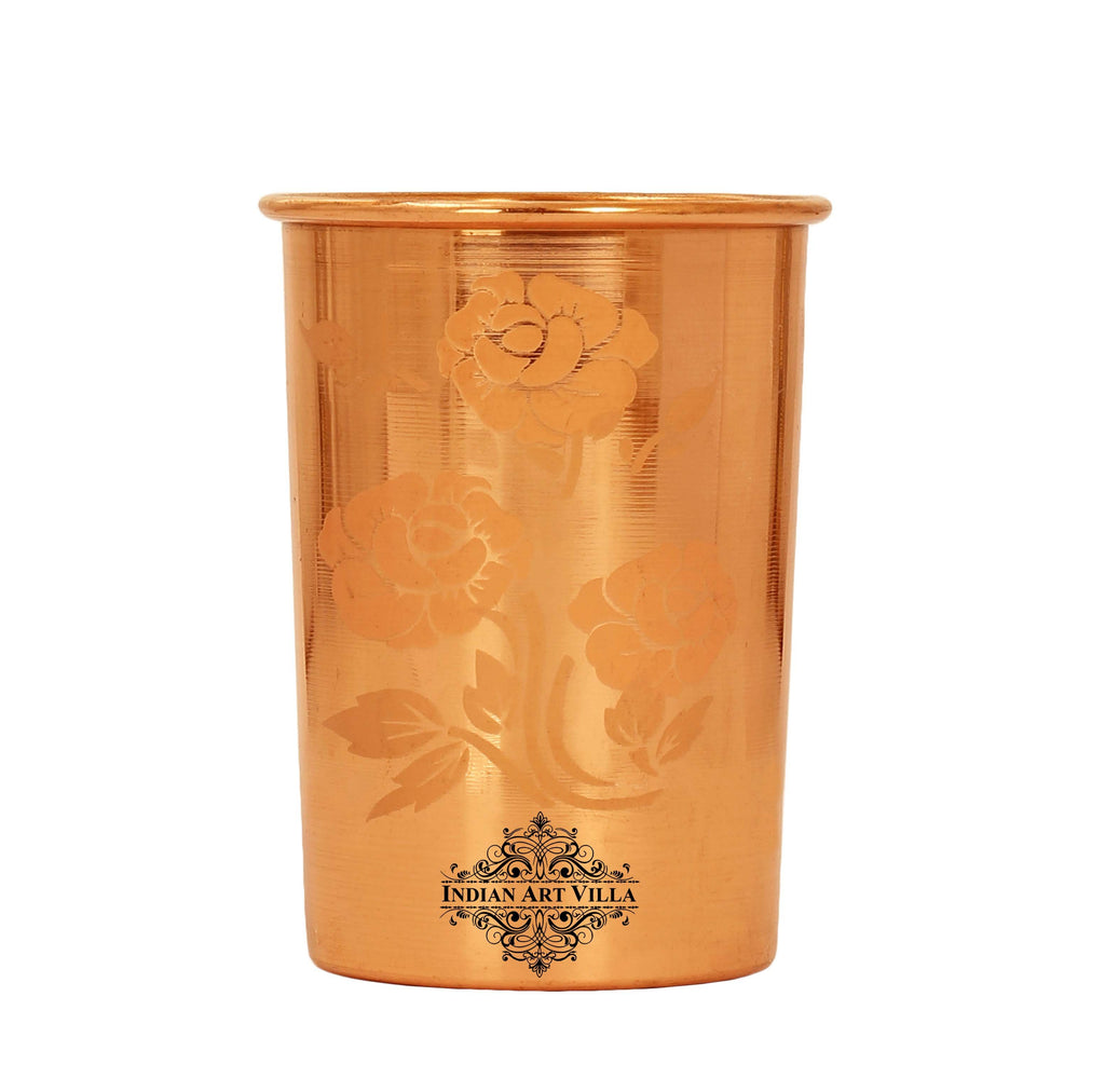 Indian Art Villa Pure Copper Color Changing, Magic Glass, Changes Color When Filled With Cold Chilled Water, 300 ML