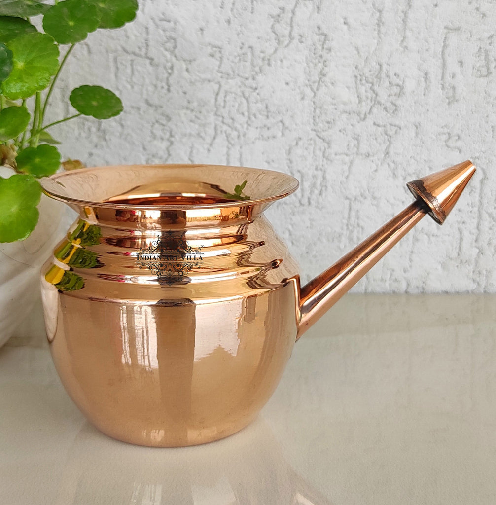 Pure Copper Handmade Ramjhara, NetiPot with Heavy Gauge used to Worship God, Lord, Spiritual Item, Drinkware, Serveware