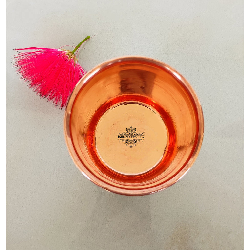 Indian Art Villa Steel Copper Engraved Floral Design Glass Tumbler, Drinking And Serving Purpose, Volume:-300 ML