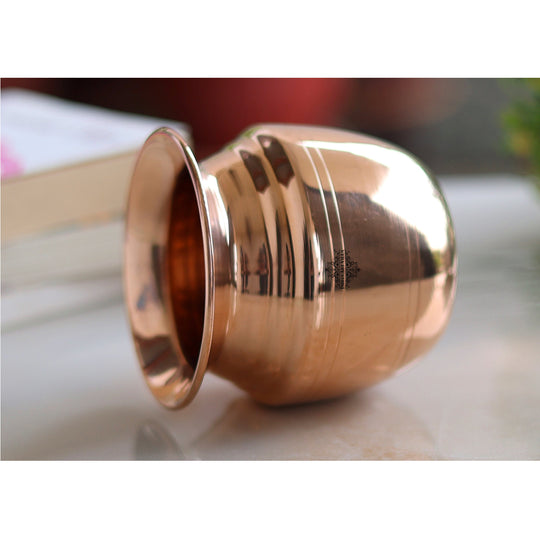 Pure Copper Lota\ Kalash With Wavy Neck Lining Design, Spiritual Items, Pooja Item, Storage & Serving Water