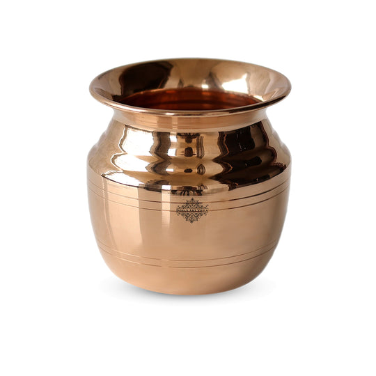 Pure Copper Lota\ Kalash With Wavy Neck Lining Design, Spiritual Items, Pooja Item, Storage & Serving Water