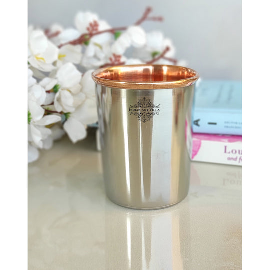 Premium steel copper plain glass 250ml ideal for healthy water drinking daily hydration routine and gifting