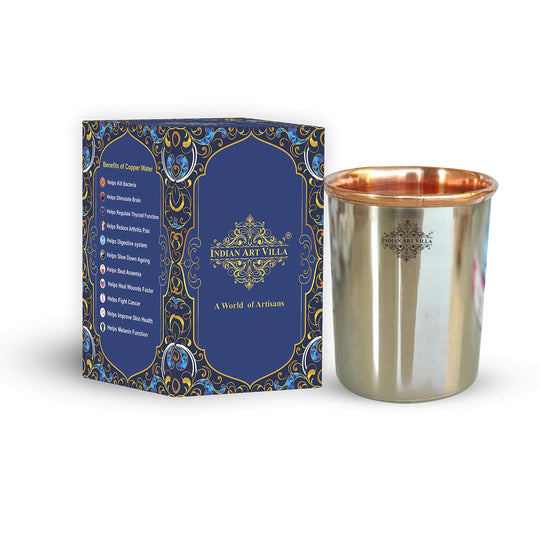 Steel copper plain glass tumbler 250 ML full view — Indian Art Villa