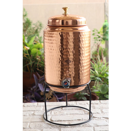 5 litre black colour-coated copper matka with matte black exterior and pure copper interior – tamba matka